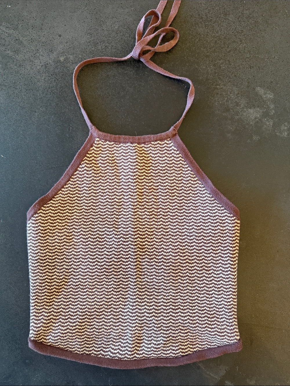Abercrombie & Fitch Brown and Cream Halter Knit Camisole